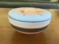 Native American Sioux Indian Pottery Covered Lidded Trinket Dish Bowl Signed 5” picture