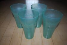 LOT of 4 Coca Cola Plastic Green Cups Jade Marine Glasses 32 ounces picture
