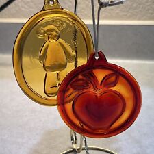 VTG Lot 2 Tender Hearts Treasures Red Apple Honey Bear Glass Ornament Suncatcher picture