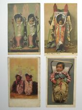 Lot of 4 Indian Postcards Papoose Twins Kiowa Native American Life (b) picture