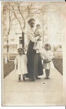 1910 B&W Photo Postcard RPPC Mom & 3 Children #310 picture