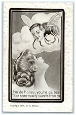 1911 Woman I'm De Honey You're De Bee Fellows California CA Embossed Postcard picture
