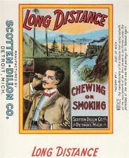 Vintage Long Distance Smoking Tobacco Label Scotten Dillon Co. Detroit, Mi. picture