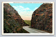 Postcard Wyalusing PA Pennsylvania Twin Cuts on US 6 Roosevelt Highway Towanda picture