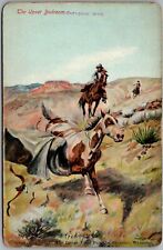 Postcard Upset Bedroom; Cheyenne, Wyoming 1908 Cowboy/Horses/Range Ft picture