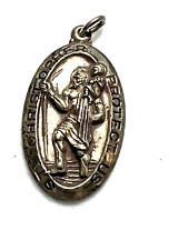 Saint Christopher Pendant Vintage Sterling Silver Religious Maker M. DE Jean picture