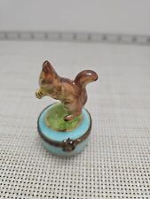 Vintage-French Limoges Peint Main Trinket Box Squirrel with Acorn picture