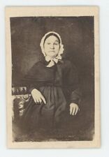 Antique CDV Circa 1870s Stern Looking Older Woman in Bonnet and Black Dress picture