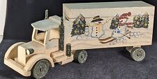 Vintage Collectible Wooden Handpainted Farm Truck Semi  Christmas Design Storage picture