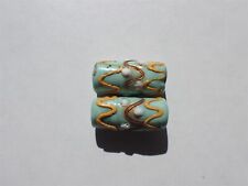 Antique Venetian Rare Fancy Pale Turquoise Wedding Cake Beads - 20.5x10mm - 2 picture