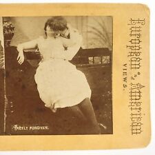 Kissing Couple Making Up Stereoview c1895 Pretty Woman Young Man Antique H1288 picture