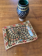 Handcrafted  Moroccan 7” signed vintage vase and 9