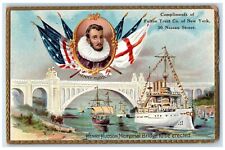 Henry Hudson Memorial Bridge To Be Erected Embossed Antique Tuck's Postcard picture