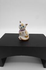 Peint Main Limoges France Cat Figurine With Bow Cute and Delicate picture