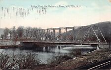 Walton NY Delaware River Railroad Train Bridge c1911 Vtg Postcard D36 picture