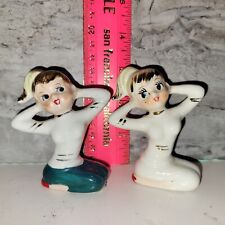 Porcelain Hand Painted Teenage Girls Stretching Posing Figurines JAPAN 1950s #2 picture