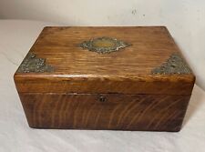 antique ornate 1800s handmade wooden oak bronze cigar tobacco humidor box casket picture