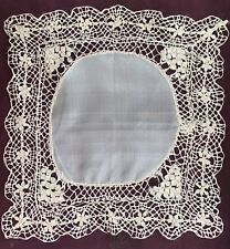 antique blonde silk Maltese lace handkerchief 11