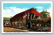 Oldest House in U.S. St. Augustine Florida Vintage Linen Postcard picture