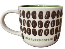 Starbucks 2009 Coffee Bean Cup Mug, 12 oz Green Interior New Bone China EUC picture