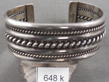 Vintage Navajo Sterling Silver Ribbed Cuff Bracelet by Tahe picture