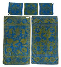 Vintage Stevens Utica Fine Arts Towel Set Sculptural Blue & Green 2~bath 3~wash picture