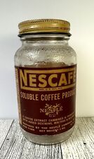 Vintage 1940's Nescafe Instant Coffee PAPER LABEL Glass Jar & Lid picture