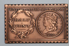 1970's Numistamp 1809 Half Cent Coin Plaque Mort Reed ((NUM9087) picture