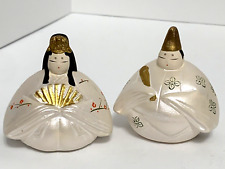 Vintage Japanese Geisha Samurai Pair Figurine Bells Shelf Decoration 2.5