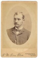 Antique Circa 1880s Cabinet Card Titus Handsome Man Mustache Cincinnati, Ohio picture