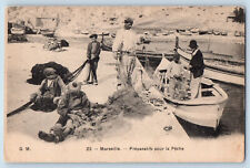 Marseille Bouches-du-Rhône France Postcard Preparations for Fishing c1905 picture