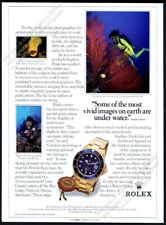 1991 Rolex Submariner Date gold & blue watch diver diving photo vintage print ad picture