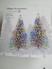  Dept 56 Village Accessories Lit Pair Of White Trees Set Of 2 6007694 MIB picture