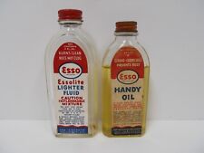 Vintage Pair of ESSO Oil (Gas) Glass Bottles 3 oz Handy Oil & 4 oz Lighter Fluid picture