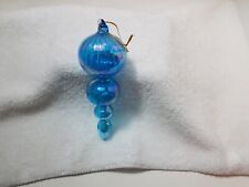 Blue Swirl Iridescent Glass Multi-Tiered Christmas Tree Ornament picture