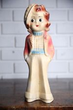 Vintage Chalkware Girl Flapper Carnival Prize figure hat bell bottoms 1930's 15
