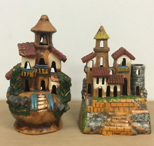 Vintage PERU Clay Pottery Peruvian Village House Handmade Terracotta Lot of 2 picture