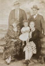 RPPC Antique 1920s Sepia Postcard Studio Photo Family Couples Fashion picture