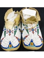 Old American Sioux Style Suede Leather Handmade Beaded Moccasins MC229 picture