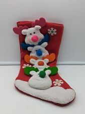 Dan Dee Vintage Stacked Reindeer Faces Stocking Bright Colors Red - Rare Find picture