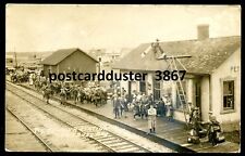 PETAWAWA Ontario 1916 Train Station Soldiers Military. Real Photo Postcard picture