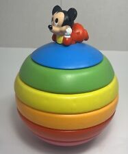 1988 Mattel Disney STACK-A-BALL Roly Poly Mickey Mouse Toy Vintage w/ Chime picture
