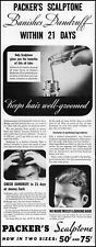 1935 Packer's Scalptone banishes dandruff in 21 days vintage photo print ad L77 picture