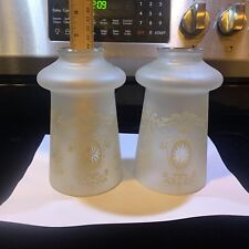 WOW TWO 6 1/2” Tall Beautiful Opalescent Frosted Glass Lamp Shade W Etched Star picture