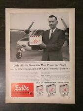 Vintage 1961 Exide AC-78 Battery Aero Commander 500-A Full Page Original Ad picture