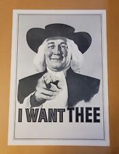 Vintage 70's Quaker Oats advertising poster I WANT THEE Uncle Sam homage rare picture