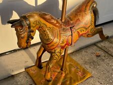 Old Antique Painted Carved Wooden Carousel Horse Jumping Folk Art Merry Go Round picture