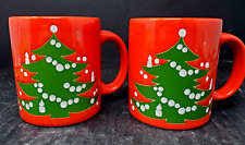 2 Waechtersbach Red Christmas Tree Coffee Mugs Cup West Germany Vintage Lot of 2 picture