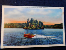 Hannibal Missouri~ Boating on the Mississippi~ Antique Linen postcard picture