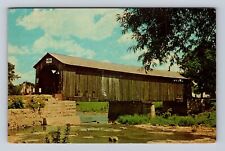 Fremont OH-Ohio, Historic 1851 Mull Covered Bridge, Antique Vintage Postcard picture